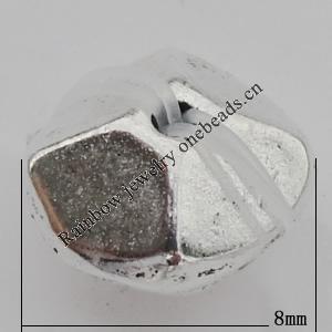 Bead Zinc Alloy Jewelry Findings Lead-free, 8x7mm, Hole:1mm, Sold by Bag