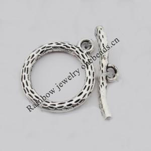 Clasp Zinc Alloy Jewelry Findings Lead-free, Loop:18x23mm Bar:26x5mm, Hole:2mm, Sold by KG