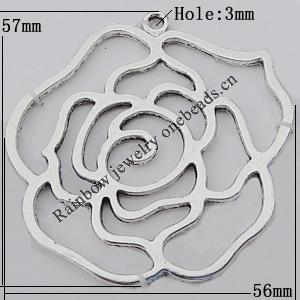 Pendant Zinc Alloy Jewelry Findings Lead-free, 56x57mm Hole:3mm, Sold by Bag