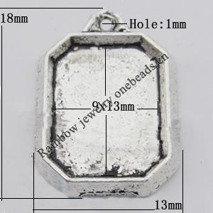 Pendant Zinc Alloy Jewelry Findings Lead-free, 13x18mm Hole:1mm, Sold by Bag