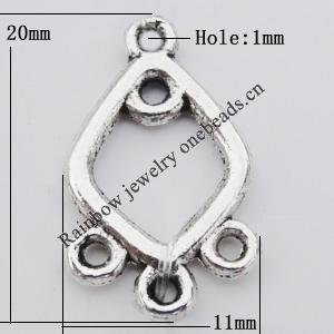 Connector Zinc Alloy Jewelry Findings Lead-free, 11x20mm, Hole:1mm, Sold by Bag