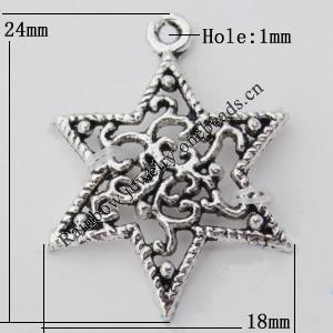Pendant Zinc Alloy Jewelry Findings Lead-free, 18x24mm Hole:1mm, Sold by Bag