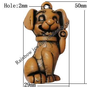 Imitation Wood Acrylic Pendants, Dog 50x29mm Hole:2mm, Sold by Bag