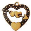 Imitation Wood Acrylic Pendants, Heart 42x41mm Hole:3mm, Sold by Bag