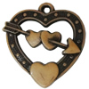 Imitation Wood Acrylic Pendants, Heart 29x28mm Hole:1.5mm, Sold by Bag