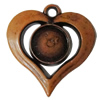 Imitation Wood Acrylic Pendants, Heart 37x35mm Hole:3.5mm, Sold by Bag