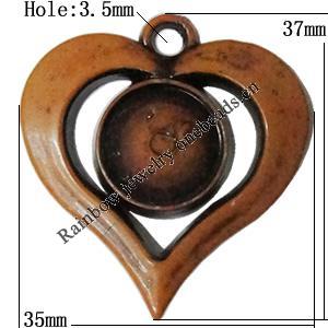 Imitation Wood Acrylic Pendants, Heart 37x35mm Hole:3.5mm, Sold by Bag