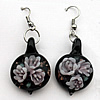 Inner Flower Handmade Lampwork Gold Sand Earring, 29x19mm, Sold by Pair