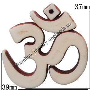Imitation Wood Acrylic Pendants, 39x37mm Hole:1mm, Sold by Bag