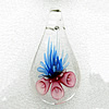 Inner Flower Handmade Lampwork Pendant, Leaf 58x31mm Hole:About 8mm, Sold by PC 