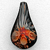 Inner Flower Handmade Lampwork Gold Sand Pendant, Teardrop 60x31mm, Hole:About 8mm Sold by PC