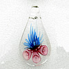 Inner Flower Handmade Lampwork Pendant, Leaf 58x31mm Hole:About 8mm Box Size 200x200mm, Sold by Box