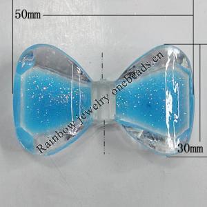 Acrylic Enamal Beads, Bowknot 50x30mm Hole:3mm, Sold by Bag