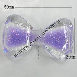 Acrylic Enamal Beads, Bowknot 50x30mm Hole:3mm, Sold by Bag