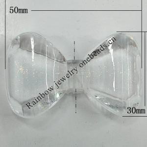 Acrylic Enamal Beads, Bowknot 50x30mm Hole:3mm, Sold by Bag