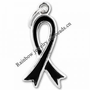 Zinc alloy Enamel Ribbon Charm, 21x10mm,Nickel-free & Lead-free, Sold by PC