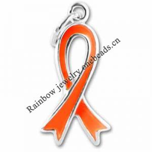 Zinc alloy Enamel Ribbon Charm, 21x10mm, Sold by Bag