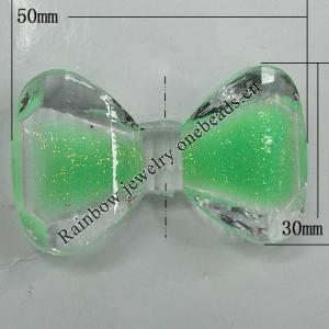 Acrylic Enamal Beads, Bowknot 50x30mm Hole:3mm, Sold by Bag