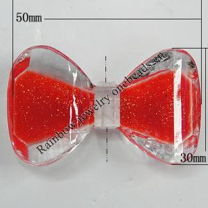 Acrylic Enamal Beads, Bowknot 50x30mm Hole:3mm, Sold by Bag