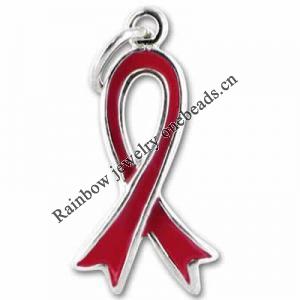 Zinc alloy Enamel Ribbon Charm, 21x10mm, Sold by Bag