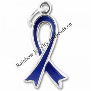 Zinc alloy Enamel Ribbon Charm, 21x10mm, Sold by Bag