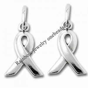 Zinc alloy Awareness Ribbon Charm, 14.5x10mm, Sold by Bag