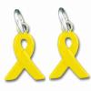 Zinc alloy Yellow Enamel Ribbon Charm, 14.5x10mm, Sold by Bag