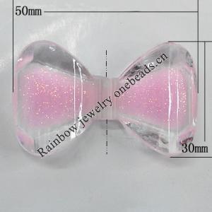 Acrylic Enamal Beads, Bowknot 50x30mm Hole:3mm, Sold by Bag