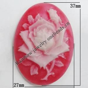 Cameos Resin Beads, No-Hole Jewelry findings, 37x27mm, Sold by Bag 