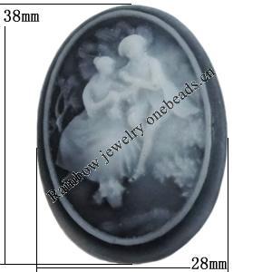 Cameos Resin Beads, No-Hole Jewelry findings, 38x28mm, Sold by Bag 