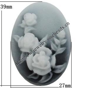 Cameos Resin Beads, No-Hole Jewelry findings, 39x27mm, Sold by Bag 