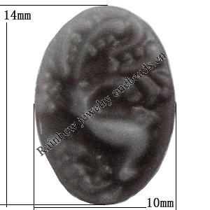 Cameos Resin Beads, No-Hole Jewelry findings, 14x10mm, Sold by Bag 