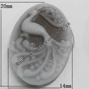 Cameos Resin Beads, No-Hole Jewelry findings, 20x14mm, Sold by Bag 