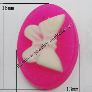 Cameos Resin Beads, No-Hole Jewelry findings, 18x13mm, Sold by Bag 