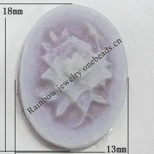 Cameos Resin Beads, No-Hole Jewelry findings, 18x13mm, Sold by Bag 