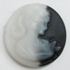 Cameos Resin Beads, No-Hole Jewelry findings, 18mm, Sold by Bag 