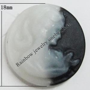 Cameos Resin Beads, No-Hole Jewelry findings, 18mm, Sold by Bag 