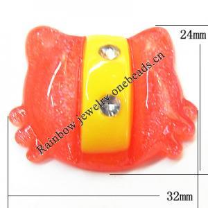 Resin Cabochons, No Hole Headwear & Costume Accessory, Animal with Acrylic Zircon 24x32mm, Sold by Bag