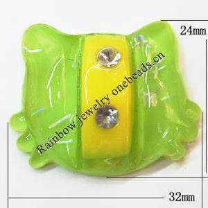 Resin Cabochons, No Hole Headwear & Costume Accessory, Animal with Acrylic Zircon 24x32mm, Sold by Bag