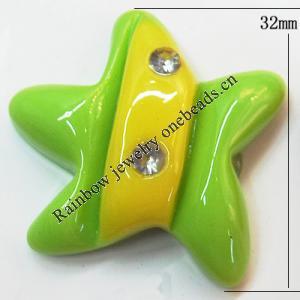 Resin Cabochons, No Hole Headwear & Costume Accessory, Flower with Acrylic Zircon 32mm, Sold by Bag