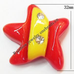 Resin Cabochons, No Hole Headwear & Costume Accessory, Flower with Acrylic Zircon 32mm, Sold by Bag