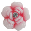 Resin Cabochons, No Hole Headwear & Costume Accessory, Flower with Acrylic Zircon 14mm, Sold by Bag