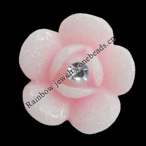 Resin Cabochons, No Hole Headwear & Costume Accessory, Flower with Acrylic Zircon 18mm, Sold by Bag