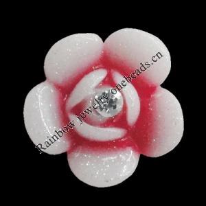 Resin Cabochons, No Hole Headwear & Costume Accessory, Flower with Acrylic Zircon 18mm, Sold by Bag