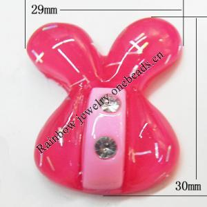 Resin Cabochons, No Hole Headwear & Costume Accessory, Animal Head with Acrylic Zircon 29x30mm, Sold by Bag