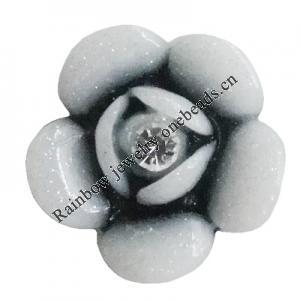 Resin Cabochons, No Hole Headwear & Costume Accessory, Flower with Acrylic Zircon 18mm, Sold by Bag