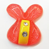 Resin Cabochons, No Hole Headwear & Costume Accessory, Animal Head with Acrylic Zircon 29x30mm, Sold by Bag