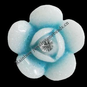 Resin Cabochons, No Hole Headwear & Costume Accessory, Flower with Acrylic Zircon 18mm, Sold by Bag