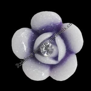 Resin Cabochons, No Hole Headwear & Costume Accessory, Flower with Acrylic Zircon 18mm, Sold by Bag