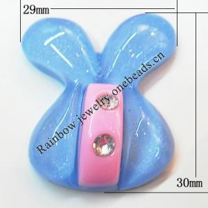 Resin Cabochons, No Hole Headwear & Costume Accessory, Animal Head with Acrylic Zircon 29x30mm, Sold by Bag